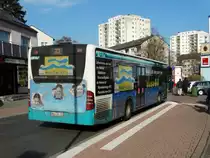 SVM Mercedes Benz Citaro 1 Facelift am 09.03.16 in Maintal mit Werbung für das Maintalbad von hinten 