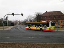 Mercedes-Benz O530Ü am 10.04.2013 auf der Kreuzung Brückenstraße/Friedensstraße in Zittau