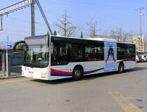 Postauto - MAN Lion`s City  AG 7915 unterwegs beim Bahnhof Wohlen am 11.03.2016