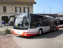 asm Oberaargau - MAN Lion`s City Nr.54  BE 421323 bei der wegfahrt vor dem Bahnhof in Herzogenbuchsee am 22.03.2016