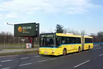 Serbien / Stadtbus Belgrad / City Bus Beograd: MAN SG 313 - Wagen 869 der GSP Belgrad, aufgenommen im Januar 2016 in der Nähe der Haltestelle  Bulevar Nikole Tesle  in Belgrad.