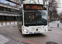 Mercedes-Benz O 530 III (Nr. 139) der SÜC unterwegs als Linie 1A (Lauterer Höhe/OBI - Hasenstein), am 21.3.2016 nahe der Haltestelle HBF/Kanalstraße.