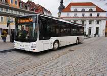 MAN Lion's City (Nr. 145) der SÜC, unterwegs als Linie 2 (Wüstenahorn - Unterlauter), am 21.3.2016 bei der Haltestelle Theaterplatz.