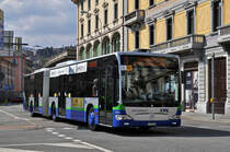 Mercedes Citaro 425 von TPl, auf der Linie 3, fährt Richtung Cornaredo. Die Aufnahme stammt vom 29.03.2016.