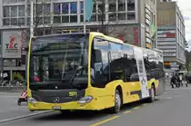 Mercedes Citaro 174, auf der Linie 3 verlässt die Haltestelle beim Bahnhof Thun. Die Aufnahme stammt vom 30.03.2016.