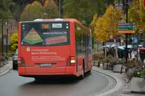 Am 18.10.2015 fährt FR-JS 812 auf der Linie 7300 nach Titisee. Aufgenommen wurde ein MAN Lion's City G / Titisee.
