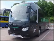 Scania OmniExpress von Allmendinger aus Deutschland im Stadthafen Sassnitz am 24.05.2014