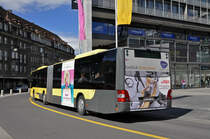 MAN Lions City 141, auf der Linie 5 verlässt die Haltestelle beim Bahnhof Thun. Die Aufnahme stammt vom 30.03.2016.