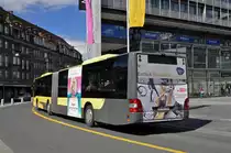 MAN Lions City 141, auf der Linie 5 verlässt die Haltestelle beim Bahnhof Thun. Die Aufnahme stammt vom 30.03.2016.