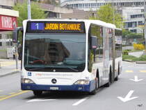 TPG - Mercedes Citaro Nr.163  GE  960547 unterwegs auf der Linie 1 in der Stadt Genf am 09.04.2016