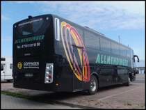Scania OmniExpress von Allmendinger aus Deutschland im Stadthafen Sassnitz am 24.05.2014