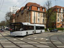 Solaris Urbino 18 am 14.04.16 als U-Bahn Ersatzverkehr (SEV) auf der Linie U5 in Frankfurt am Main