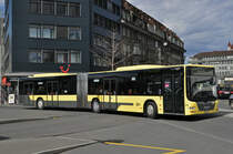 MAN Lions City 145, auf der Linie 2, fährt zur Haltestelle beim Bahnhof Thun. Die Aufnahme stammt vom 30.03.2016.