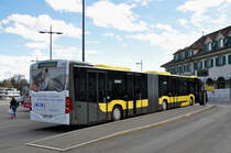 Mercedes Citaro 161, auf der Linie 5, bedient die Haltestelle beim Bahnhof Thun. Die Aufnahme stammt vom 30.03.2016.