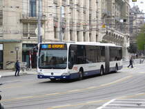 TPG - Mercedes Citaro Nr.1160 GE 960910 unterwegs auf der Linie 5 in der Stadt Genf am 09.04.2016