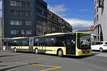 MAN Lions City 144, auf der Linie 2, fährt zum Bahnhof Thun. Die Aufnahme stammt vom 30.03.2016.