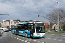 Mercedes-Benz Citaro Facelift Ü von Autobus Sippel GmbH, aufgenommen im April 2016 am Hauptbahnhof in Wiesbaden.