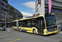 Mercedes Citaro 161, auf der Linie 5, fährt zur Haltestelle beim Bahnhof Thun. Die Aufnahme stammt vom 30.03.2016.
