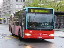 VB Biel - Mercedes Citaro Nr.186  BE 654186 unterwegs auf der Linie 6 in Biel am 23.04.2016