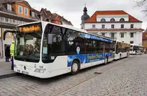Mercedes-Benz O 530 II (Nr. 135) der SÜC, unterwegs als Linie 1 (Bertelsdorf Wendeplatz - Niederfüllbach), am 21.3.2016 bei der Haltestelle Theaterplatz.