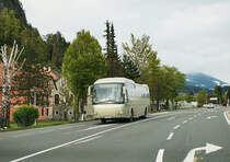 Temsa Safari von POSTBUS unterwegs als SEV-Kurs 14241 (Greifenburg-Weißensee Bahnhof - Lienz Bahnhof), am 28.4.2016 in Oberdrauburg.