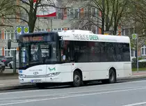 P-GA 117, ein Solaris Urbino 8,9 LE unterwegs durch Teltow-Stadt auf der Linie 629 im April 2016.