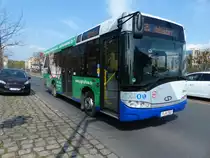 BVSG - mit dem Solaris Urbino 8,9 LE, P-AV 503 auf der Linie 625 unterwegs durch Teltow-Stadt im April 2016.