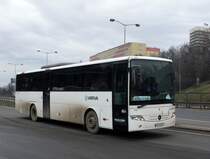 Serbien / Belgrad / Beograd: Mercedes-Benz Intouro von ARRIVA Serbien (Tochterunternehmen der Deutschen Bahn), aufgenommen im Januar 2016 in der Nähe der Haltestelle  Deligradska  in Belgrad.