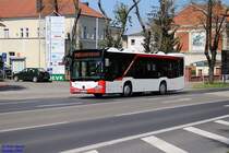 Mercedes-Benz O 530 Citaro C2 K, Wagennummer 343, der Uckermärkischen Verkehrsgesellschaft mbH, 2016 auf der Linie 448 in Prenzlau.