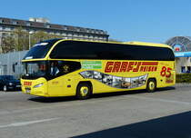 Neoplan Cityliner N 1216 HD #474, der Anton Graf Reisen GmbH & Spedition, ''Graf's Reisen'' /Flixbus,  ''85 Jahre'', hier bei der Ankunft am Berlin-ZOB im Mai 2016.
