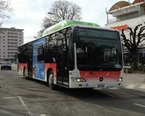Citaro CNG Nr. 21 bei der Abfahrt beim Bhf Süd, am 10.4.2013.