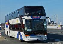 . Setra S 431 DT von Stewa Reisen, aufgenommen nahe dem Bahnhof Nordeich Mole am 05.05.2016.