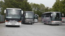 Setra  S 415 GT, Volvo 9900 NG 6x2 und Setra 412 am 16.05.2015 in Löbau