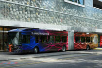 VBL: Zum Jubiläumsfest 75 Jahre Trolleybus in Luzern vom 20. bis 22. Mai 2016, verkehrte erstmals der frisch renovierte ehemalige  Päcklibus  auf dem Liniennetz der VBL. Der Jubiläumsbus der VBL vor dem Verkehrshaus Luzern am 21. Mai 2016.
Foto: Walter Ruetsch