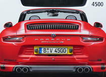 Scania Citywide der BVG,  Wagen '4500', Heckdetail in Berlin/Hertzallee im Mai 2016.