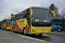 Zur  Grünen Woche 2016  ist DZ-ME 31 zu Besuch in Berlin. Aufgenommen wurde ein MAN Lion's Coach (Polster&Pohl) / 16.01.2016 / Berlin, Jesse-Owens-Allee.
