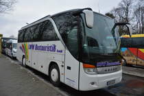 Zur  Grünen Woche 2016  ist SON-WW 91 zu Besuch in Berlin. Aufgenommen wurde ein Setra S 411 HD (LWW Bustouristik GmbH) / 16.01.2016 / Berlin, Jesse-Owens-Allee.
