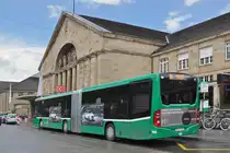 Mercedes Citaro 7013, auf der Linie 30, wartet an der Endstation am Badischen Bahnhof. Die Aufnahme stammt vom 15.06.2016.