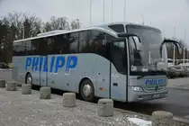 Zur  Grünen Woche 2016  ist SK-BR 444 zu Besuch in Berlin. Aufgenommen wurde ein Mercedes Benz Tourismo (Philipp Reisen) / 16.01.2016 / Berlin, Olympischer Platz.
