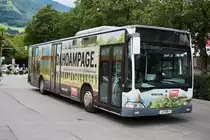 Mercedes-Benz O 530 I  DAHOAMPAGE  von Bundschuh-Reisen, am 5.7.2016 bei der Haltestelle Lienz Bahnhof.
