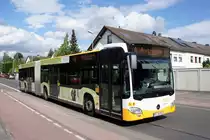 Stadtbus Mainz: Mercedes-Benz Citaro C2 Gelenkbus der MVG Mainz / Mainzer Verkehrsgesellschaft, aufgenommen im Juli 2016 in Mainz-Bretzenheim.