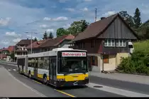 Vom 4. bis am 17. Juli 2016 verkehren zwischen Köniz und Schwarzenburg wegen Bauarbeiten Bahnersatzbusse. Zum Einsatz kommen neben diversen Fahrzeugen von Postauto auch ein ex-Schaffhauser HESS/Volvo, ein HESS/Volvo Demobus und ein ex-Rottaler Setra 3-Achser.<br>
Am 6. Juli 2016 durchfährt der ex-VBSH Gelenkbus das Zentrum von Köniz.