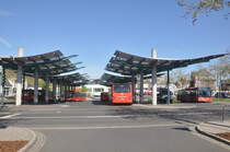 Bushof Wittlich ZOB mit verschiedene MAN Lion's City von Rhein-Mosel-Bus aufgenommen 06.05.2016