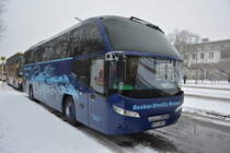 Am 23.01.2016 steht MST-MB 97 (Neoplan Cityliner / Becker-Strelitz Reisen) an der Jesse-Owens-Allee in Berlin.
