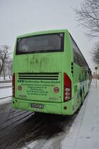 Am 23.01.2016 steht NWM-BO 32 (Volvo 9700 / BusBetrieb Wismar GmbH) an der Jesse-Owens-Allee in Berlin.
