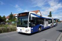 Stadtbus Mainz: Mercedes-Benz Citaro C2 Gelenkbus der MVG Mainz / Mainzer Verkehrsgesellschaft, aufgenommen im August 2016 in Mainz-Bretzenheim.