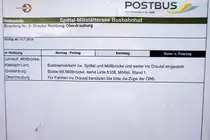 Den Konkurrenten vergönnt die ÖBB-Postbus GmbH wohl keinen Fahrgast.
Mal einmal eine Ausschreibung verloren, schon ist die Kfl. 5021 zwischen Spittal und Möllbrücke und weiter ins Drautal eingestellt - zumindest wenn es nach Postbus geht.
Das die OGV jedoch die Linie ab Möllbrücke ins Drautal übernommen hat und sie nach wie vor betreibt, wird aber in keinem Wort erwähnt.
Also tut der ÖBB-Postbus GmbH einen Gefallen, geht nicht zur Konkurrenz und benutzt die unternehmenseigenen Züge ;-D

Aufgenommen am 5.8.2016, an der Haltestelle Spittal-Millstättersee Bf/Bbf.