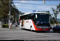 Ein SETRA S 517 HD der Fa. Blaguss Reisen (Wien) unterwegs in der Wiener Innenstadt am Schwedenplatz.