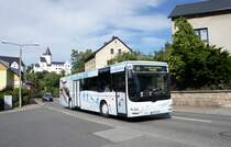 Stadtverkehr Schwarzenberg / Bus Erzgebirge: MAN Lion's City � der RVE (Regionalverkehr Erzgebirge GmbH), aufgenommen im August 2016 im Stadtgebiet von Schwarzenberg / Erzgebirge.
