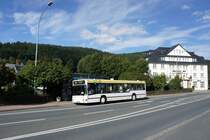Bus Schwarzenberg / Bus Erzgebirge: MAN NL der RVE (Regionalverkehr Erzgebirge GmbH), aufgenommen im August 2016 im Stadtgebiet von Schwarzenberg / Erzgebirge. 